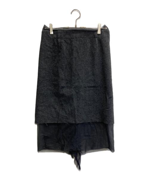 tricot COMME des GARCONS（トリココムデギャルソン）tricot COMME des GARCONS (トリココムデギャルソン) 裏地レース ウール ミドル スカート【AD2012】 グレー サイズ:Mの古着・服飾アイテム