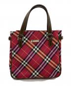 BURBERRY BLUE LABELバーバリー ブルー レーベル）の古着「ノバチェック ミニハンドバッグ」｜レッド