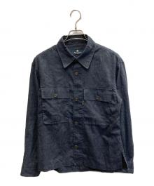 Aquascutum（アクアスキュータム）の古着「リネン混 ブッシュジャケット」｜ネイビー