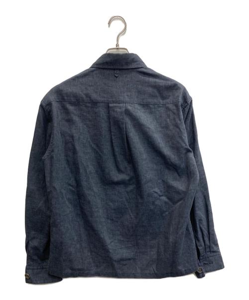 Aquascutum（アクアスキュータム）Aquascutum (アクアスキュータム) リネン混 ブッシュジャケット ネイビー サイズ:36の古着・服飾アイテム