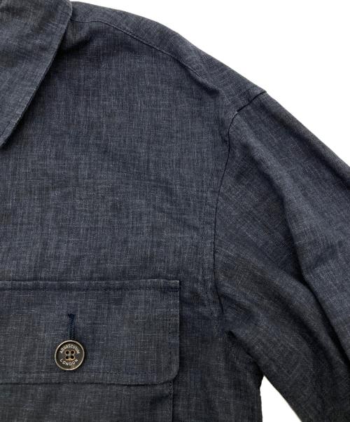 Aquascutum（アクアスキュータム）Aquascutum (アクアスキュータム) リネン混 ブッシュジャケット ネイビー サイズ:36の古着・服飾アイテム