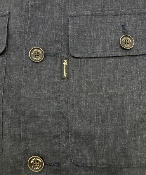 Aquascutum（アクアスキュータム）Aquascutum (アクアスキュータム) リネン混 ブッシュジャケット ネイビー サイズ:36の古着・服飾アイテム