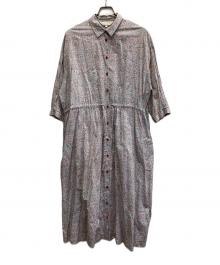 To b. by agnes b.（トゥービー バイ アニエスベー）の古着「ROBE フラワープリントシャツワンピース」｜レッド×ブルー