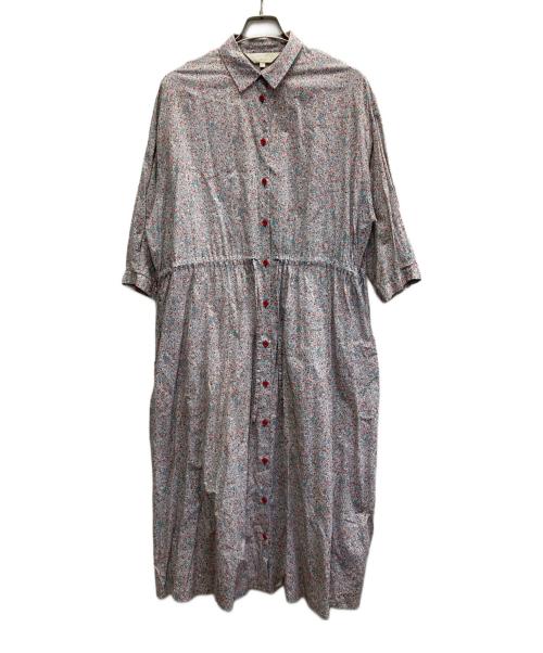 To b. by agnes b.（トゥービー バイ アニエスベー）To b. by agnes b. (トゥービー バイ アニエスベー) ROBE フラワープリントシャツワンピース レッド×ブルー サイズ:Lの古着・服飾アイテム