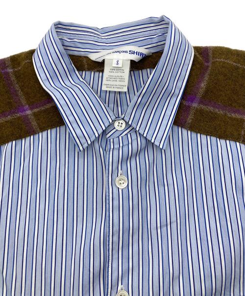 COMME des GARCONS SHIRT（コムデギャルソンシャツ）COMME des GARCONS SHIRT (コムデギャルソンシャツ) 切替ストライプシャツ ブルー サイズ:Sの古着・服飾アイテム