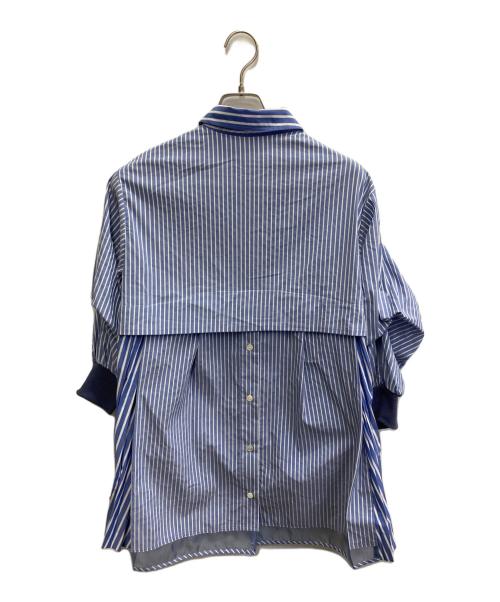 Lallia Mu（ラリア ムー）Lallia Mu (ラリア ムー) サイドプリーツストライプシャツ ブルー サイズ:38の古着・服飾アイテム