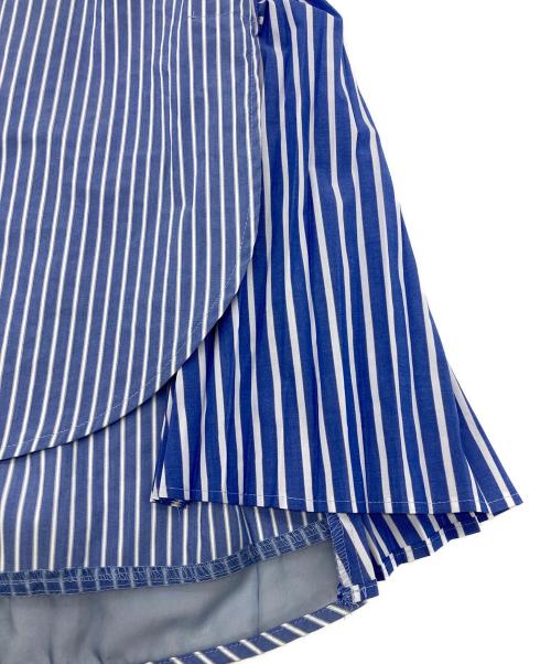 Lallia Mu（ラリア ムー）Lallia Mu (ラリア ムー) サイドプリーツストライプシャツ ブルー サイズ:38の古着・服飾アイテム