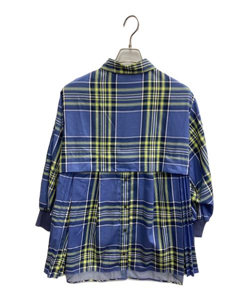 Lallia Mu（ラリア ムー）Lallia Mu (ラリア ムー) サイドプリーツチェックシャツ ブルー×グリーン サイズ:38の古着・服飾アイテム