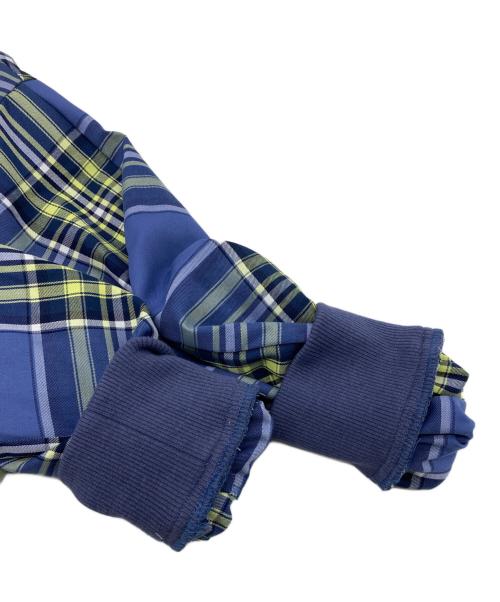 Lallia Mu（ラリア ムー）Lallia Mu (ラリア ムー) サイドプリーツチェックシャツ ブルー×グリーン サイズ:38の古着・服飾アイテム