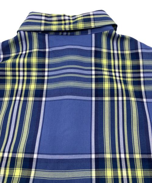 Lallia Mu（ラリア ムー）Lallia Mu (ラリア ムー) サイドプリーツチェックシャツ ブルー×グリーン サイズ:38の古着・服飾アイテム