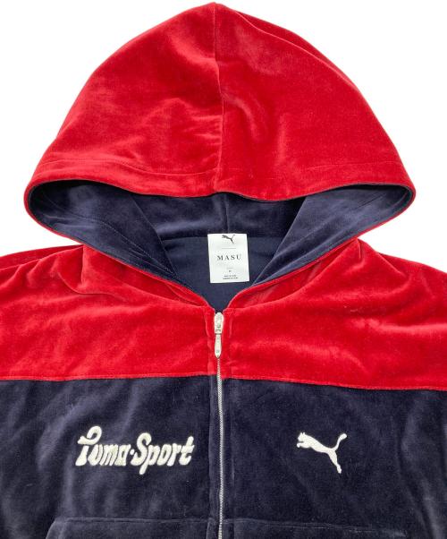 masu（エムエーエスユー）MASU (エムエーエスユー) PUMA (プーマ) T7 SHORT TRACK HOODIE ネイビー×レッド サイズ:Mの古着・服飾アイテム