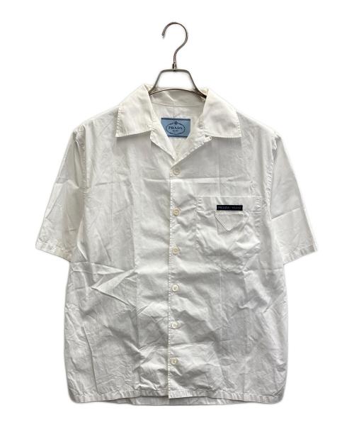 PRADA（プラダ）PRADA (プラダ) ロゴパッチ コットン オープンカラーシャツ ホワイト サイズ:XSの古着・服飾アイテム