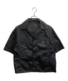 PRADA（プラダ）の古着「RE-NYLON Triangular plate nylon short sleeve shirt」｜ブラック