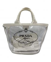 PRADA（プラダ）の古着「CANAPA PLEX 2WAY クリアトートバック」｜ホワイト