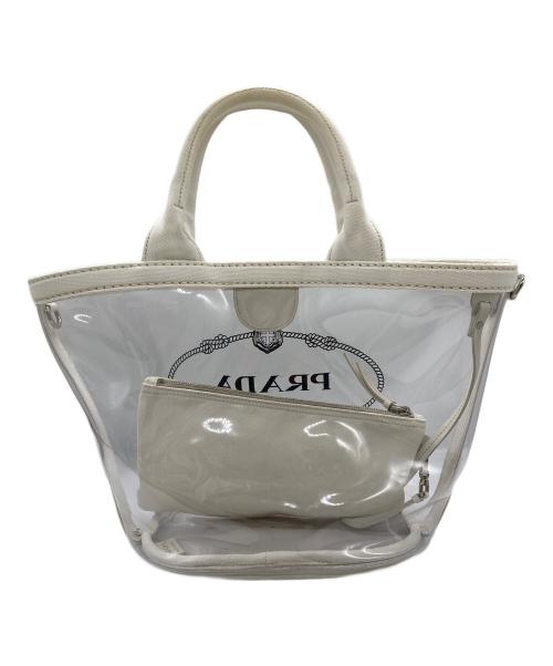 PRADA（プラダ）PRADA (プラダ) CANAPA PLEX 2WAY クリアトートバック ホワイトの古着・服飾アイテム