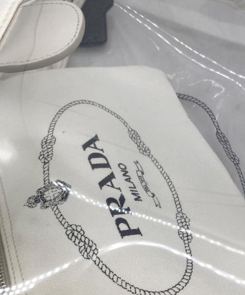 PRADA（プラダ）PRADA (プラダ) CANAPA PLEX 2WAY クリアトートバック ホワイトの古着・服飾アイテム