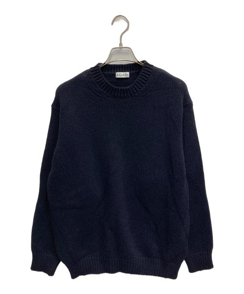 AGAIN（アゲイン）AGAIN (アゲイン) ウールカシミヤニット ネイビー サイズ:ＦＲＥＥの古着・服飾アイテム