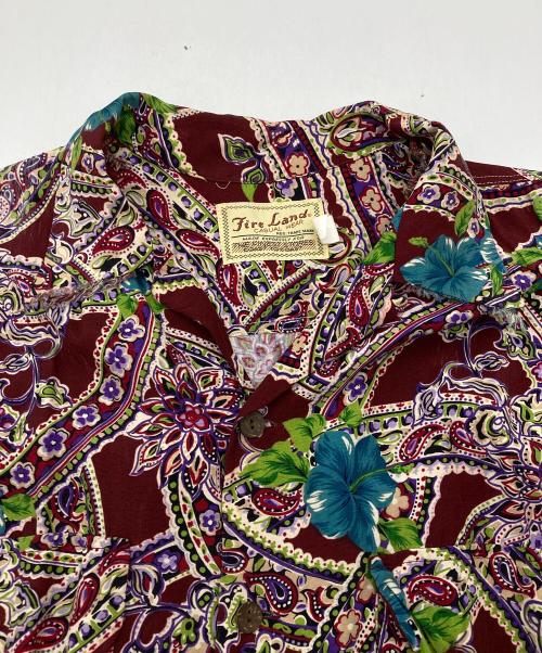 Fire Land（ファイアーランド）Fire Land (ファイアーランド) ロングスリーブ レーヨン アロハシャツ ボルドー サイズ:Mの古着・服飾アイテム
