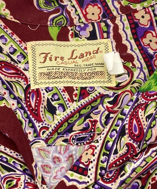 Fire Land（ファイアーランド）Fire Land (ファイアーランド) ロングスリーブ レーヨン アロハシャツ ボルドー サイズ:Mの古着・服飾アイテム