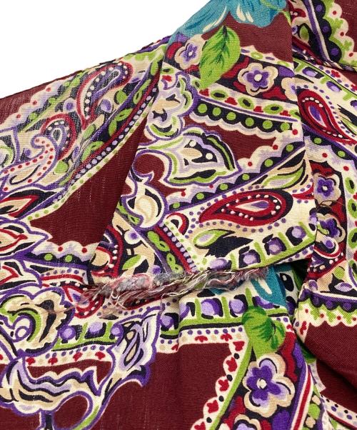 Fire Land（ファイアーランド）Fire Land (ファイアーランド) ロングスリーブ レーヨン アロハシャツ ボルドー サイズ:Mの古着・服飾アイテム