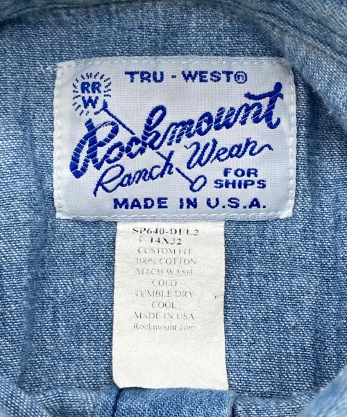 Rockmount Ranch Wear（ロックマウントランチウェア）Rockmount Ranch Wear (ロックマウントランチウェア) デニムウエスタンシャツ【USA製】 インディゴ サイズ:14×32の古着・服飾アイテム