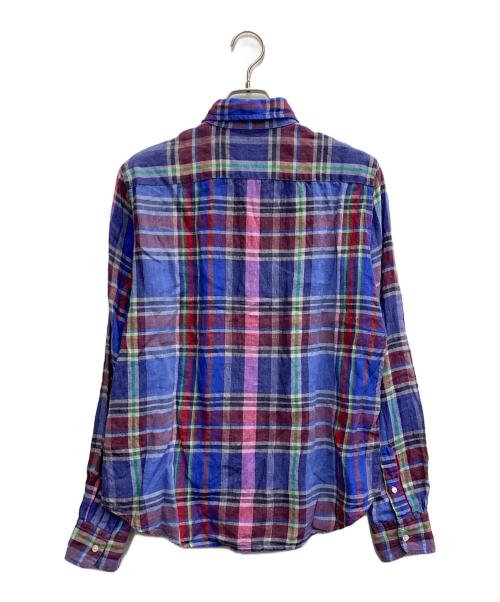 POLO RALPH LAUREN（ポロ・ラルフローレン）POLO RALPH LAUREN (ポロ・ラルフローレン) リネンチェックシャツ ブルー サイズ:Lの古着・服飾アイテム