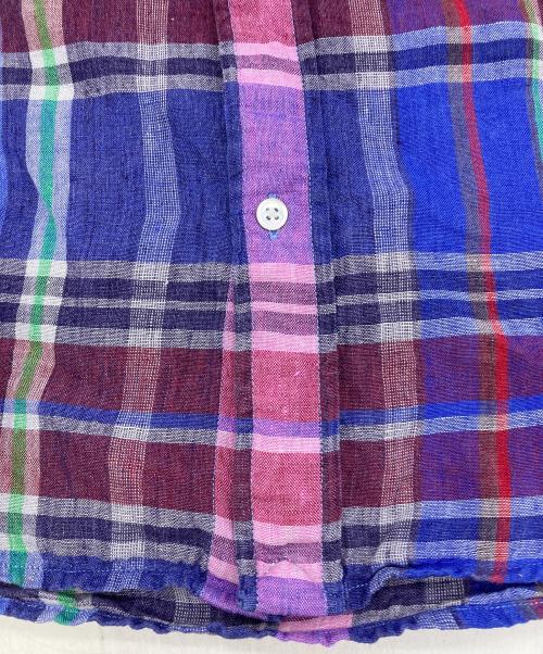 POLO RALPH LAUREN（ポロ・ラルフローレン）POLO RALPH LAUREN (ポロ・ラルフローレン) リネンチェックシャツ ブルー サイズ:Lの古着・服飾アイテム