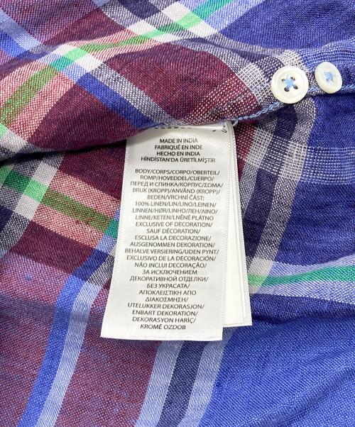 POLO RALPH LAUREN（ポロ・ラルフローレン）POLO RALPH LAUREN (ポロ・ラルフローレン) リネンチェックシャツ ブルー サイズ:Lの古着・服飾アイテム