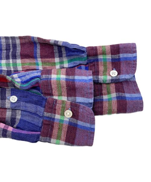 POLO RALPH LAUREN（ポロ・ラルフローレン）POLO RALPH LAUREN (ポロ・ラルフローレン) リネンチェックシャツ ブルー サイズ:Lの古着・服飾アイテム