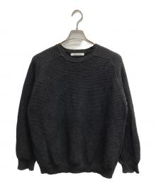 seven by seven（セブンバイセブン）の古着「CREW NECK LINEN KNIT SWEATER - Moss stitch -」｜ブラック