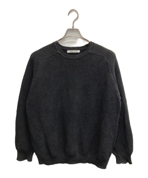 seven by seven（セブンバイセブン）seven by seven (セブンバイセブン) CREW NECK LINEN KNIT SWEATER - Moss stitch - ブラック サイズ:Sの古着・服飾アイテム