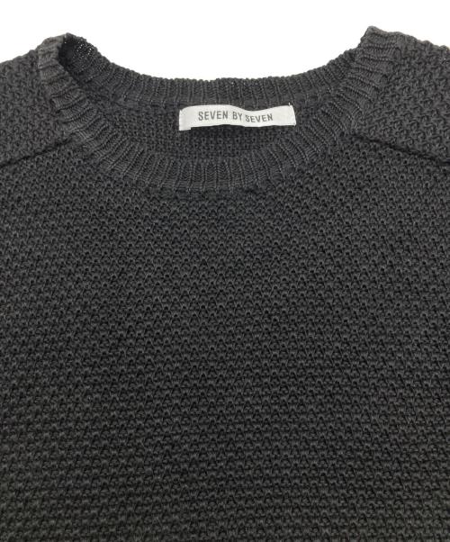 seven by seven（セブンバイセブン）seven by seven (セブンバイセブン) CREW NECK LINEN KNIT SWEATER - Moss stitch - ブラック サイズ:Sの古着・服飾アイテム