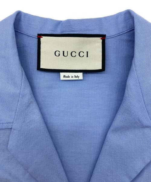 GUCCI（グッチ）GUCCI (グッチ) ロゴスクリプト オーバーサイズボウリングシャツ ブルー サイズ:44の古着・服飾アイテム