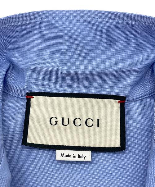 GUCCI（グッチ）GUCCI (グッチ) ロゴスクリプト オーバーサイズボウリングシャツ ブルー サイズ:44の古着・服飾アイテム