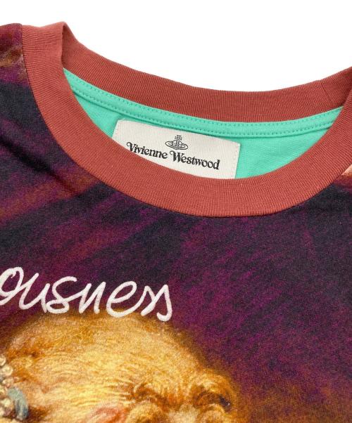 Vivienne Westwood（ヴィヴィアンウエストウッド）Vivienne Westwood (ヴィヴィアンウエストウッド) ”Kiss ”Printed T-Shirt ブラウン×ブルー サイズ:Mの古着・服飾アイテム