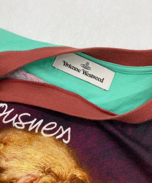 Vivienne Westwood（ヴィヴィアンウエストウッド）Vivienne Westwood (ヴィヴィアンウエストウッド) ”Kiss ”Printed T-Shirt ブラウン×ブルー サイズ:Mの古着・服飾アイテム