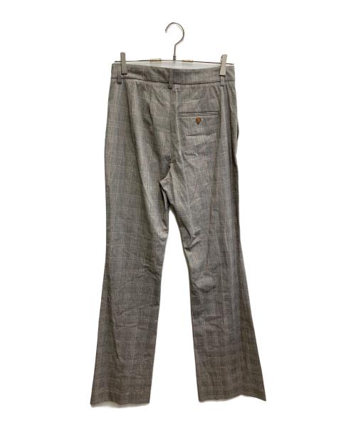 Vivienne Westwood（ヴィヴィアンウエストウッド）Vivienne Westwood (ヴィヴィアンウエストウッド) Ray フレアチェックトラウザー グレー サイズ:40の古着・服飾アイテム