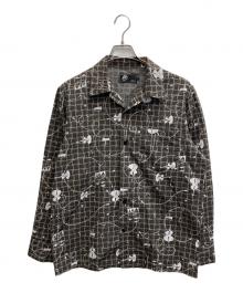 Thee Hysteric XXX（ジィ ヒステリックトリプルエックス）の古着「ROCKABILLY柄 オープンカラーシャツ」｜ブラウン