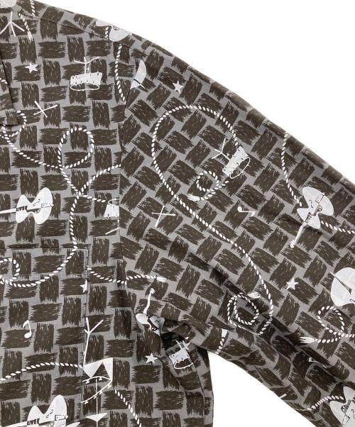 Thee Hysteric XXX（ジィ ヒステリックトリプルエックス）Thee Hysteric XXX (ジィ ヒステリックトリプルエックス) ROCKABILLY柄 オープンカラーシャツ ブラウン サイズ:Lの古着・服飾アイテム