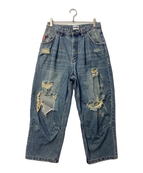 9090（9090）9090 (9090) King Logo Damage Buggy Denim インディゴ サイズ:Mの古着・服飾アイテム