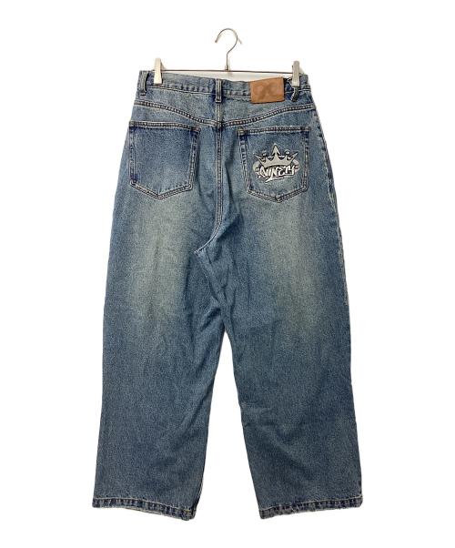 9090（9090）9090 (9090) King Logo Damage Buggy Denim インディゴ サイズ:Mの古着・服飾アイテム