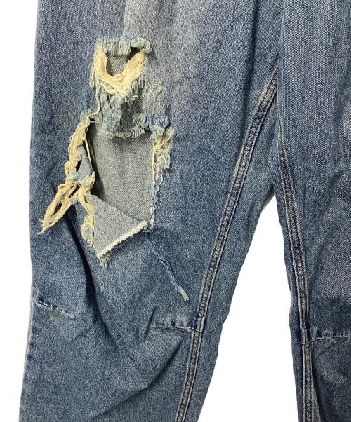 9090（9090）9090 (9090) King Logo Damage Buggy Denim インディゴ サイズ:Mの古着・服飾アイテム