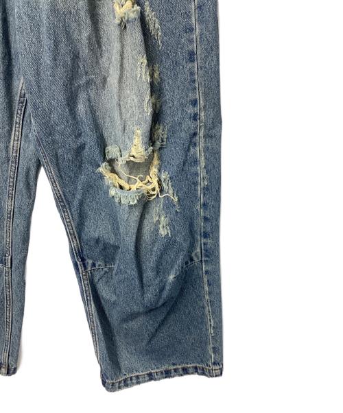 9090（9090）9090 (9090) King Logo Damage Buggy Denim インディゴ サイズ:Mの古着・服飾アイテム