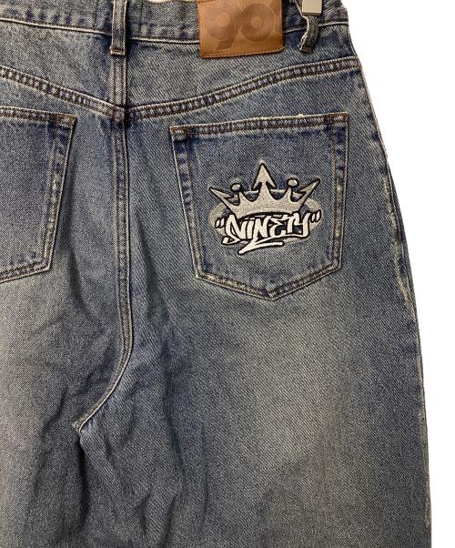 9090（9090）9090 (9090) King Logo Damage Buggy Denim インディゴ サイズ:Mの古着・服飾アイテム