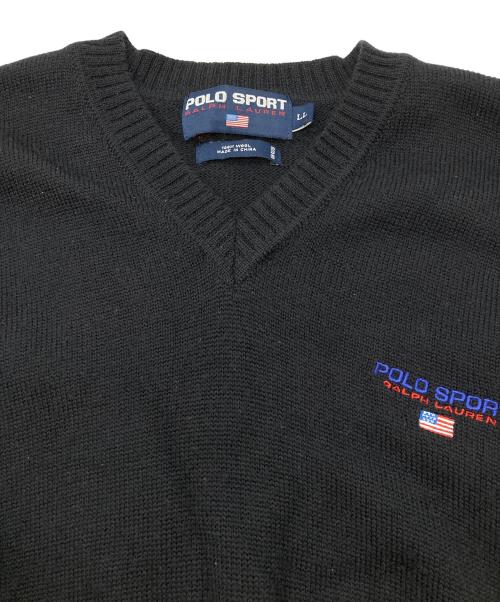 POLO SPORT（ポロスポーツ）POLO SPORT (ポロスポーツ) Vネックウールニット ブラック サイズ:LLの古着・服飾アイテム