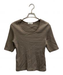 SALON adam et rope'（サロンアダムエロペ）の古着「プリマベールファームリーリブハーフスリーブTシャツ」｜ブラウン