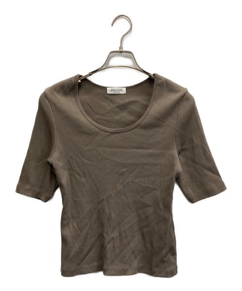 SALON adam et rope'（サロンアダムエロペ）SALON adam et rope' (サロンアダムエロペ) プリマベールファームリーリブハーフスリーブTシャツ ブラウン サイズ:FREEの古着・服飾アイテム