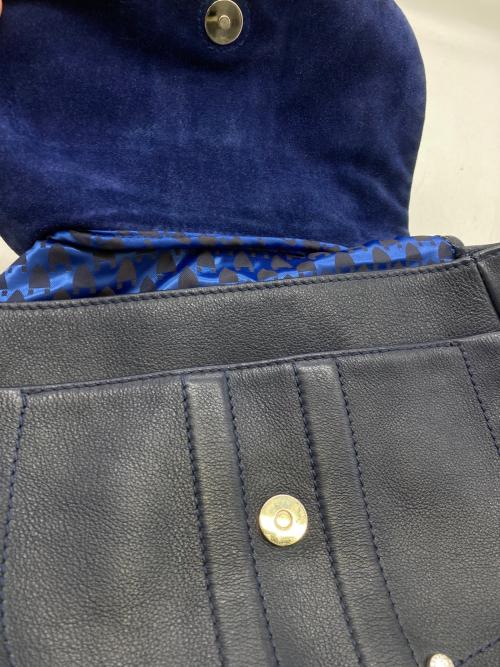 LONGCHAMP（ロンシャン）LONGCHAMP (ロンシャン) レザーショルダーバッグ ネイビーの古着・服飾アイテム