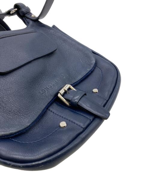 LONGCHAMP（ロンシャン）LONGCHAMP (ロンシャン) レザーショルダーバッグ ネイビーの古着・服飾アイテム