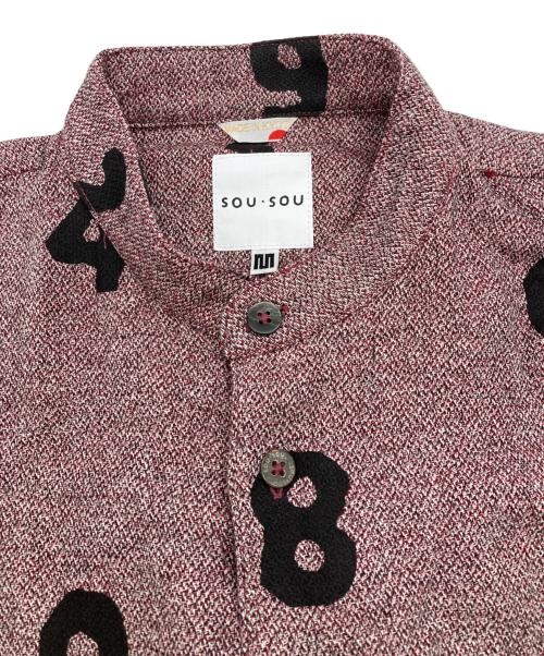 SOU・SOU（ソウソウ）SOU・SOU (ソウソウ) スタンドカラー 総柄ワンピース パープル サイズ:Mの古着・服飾アイテム
